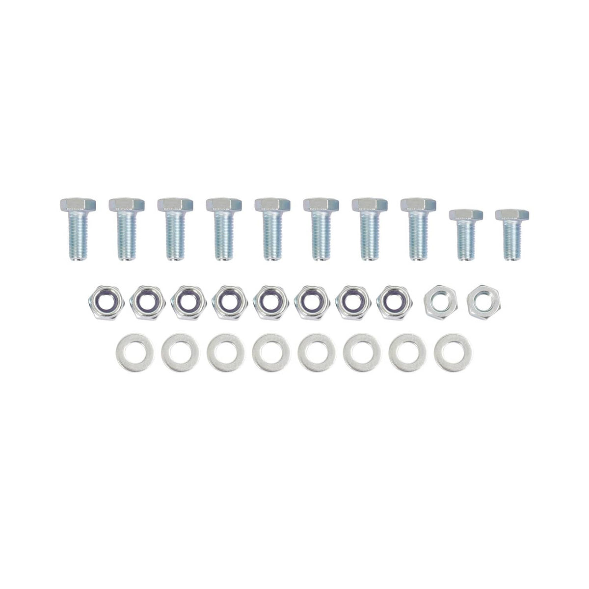 Hardware set with bolts, nuts, and washers for pallet fork frame