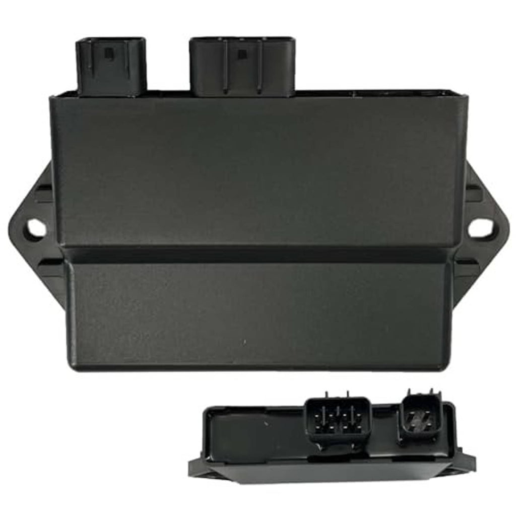 Black CDI ignitor module unit with top connector housings and side mounting brackets.