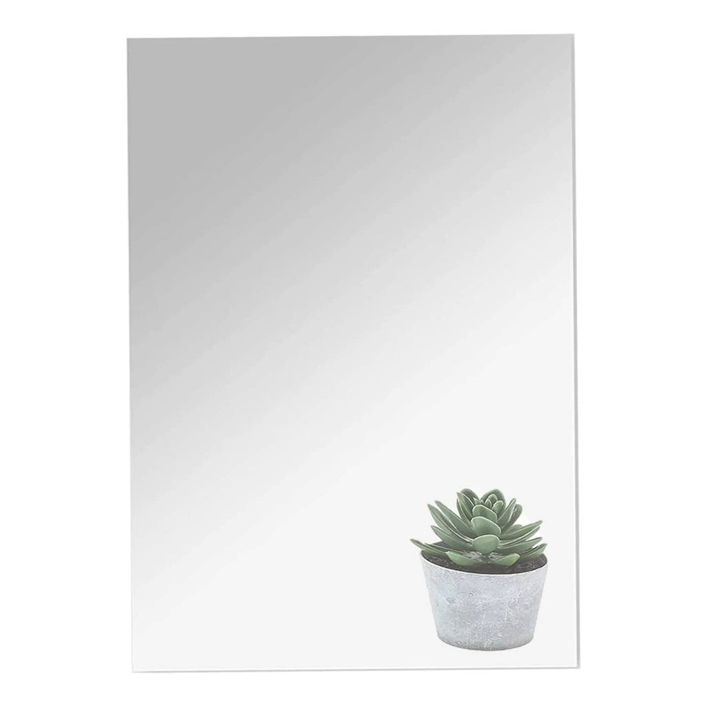 Clear frameless acrylic mirror sheet, square shape with reflective surface