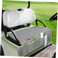 Gray universal golf cart bench seat cover with quilted padding and green piping
