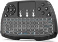 Compact black mini keyboard with touchpad and multicolor backlit keys