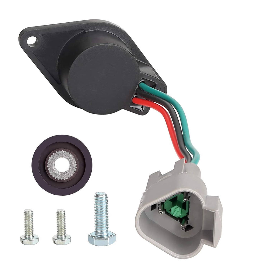 High-speed magnet sensor with connector plug, black flange, and red/green/black wire leads