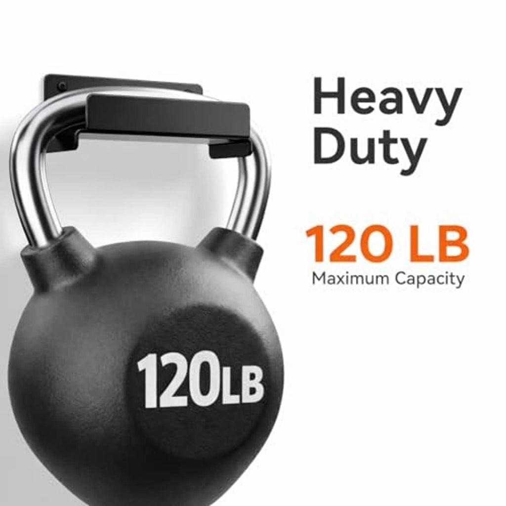 Black heavy-duty wall hook with arched handle and mounting plate for large loads