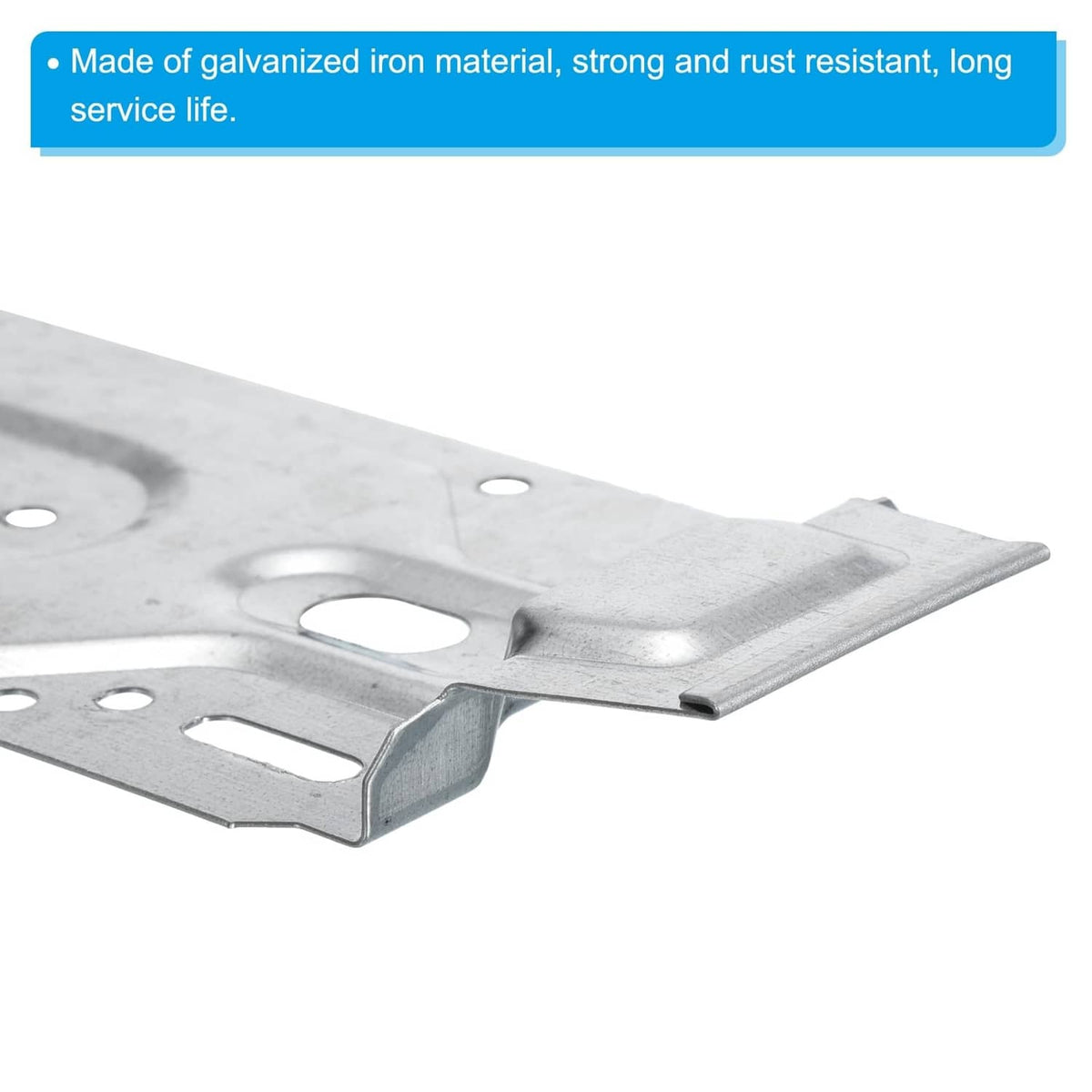 Silver galvanized steel wall mounting bracket plate with raised mounting tabs