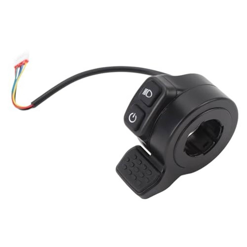 Electric finger throttle speed controller with on/off buttons and grip pad