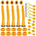 Yellow gas can spout replacement kit: 5 nozzles, caps, and drill bit set