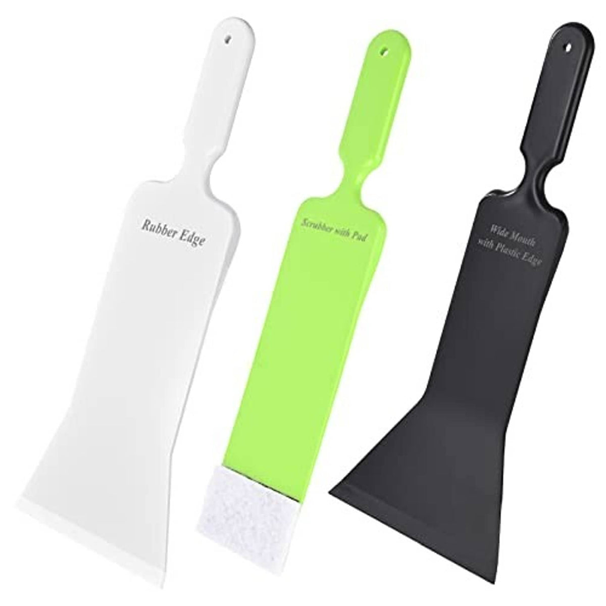 Window tint squeegee set with rubber edge, green and black flat scraper blades