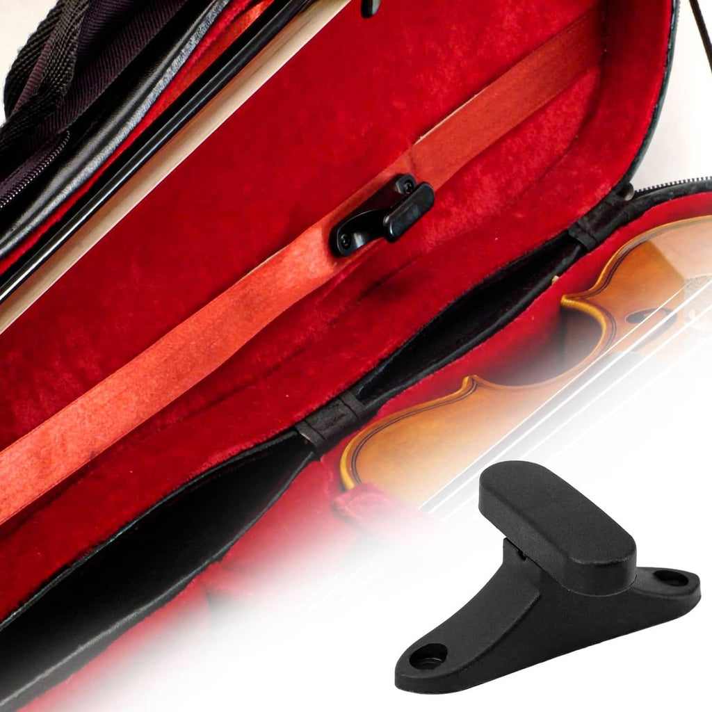 Black ABS violin case bow holder on latch area inside case