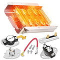 Clothes dryer heating element assembly with orange heating coils and mounting bracket
