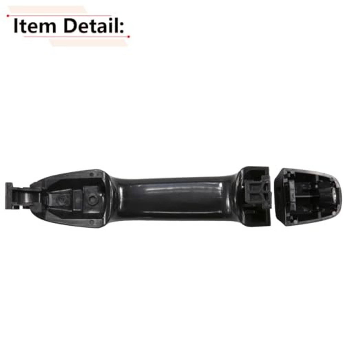 Black exterior door handle with internal mounting housing and separate cap