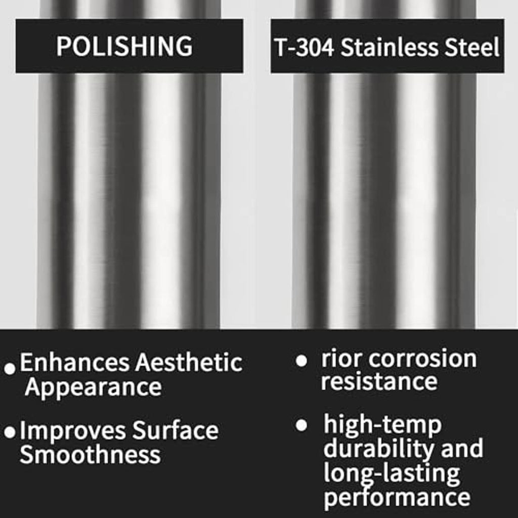Polished stainless steel exhaust adapter tube section with smooth exterior finish