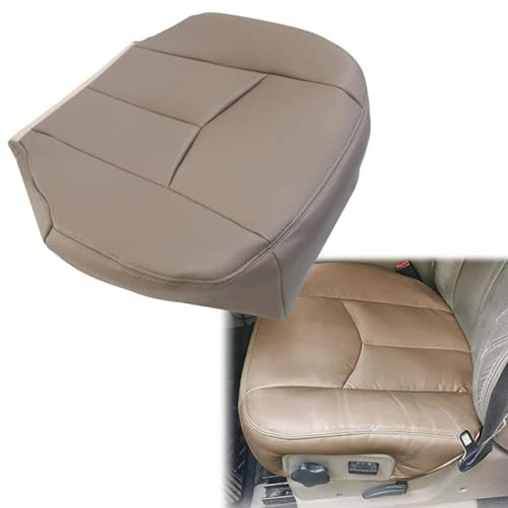 Tan front seat back and headrest replacement cover set, angled close-up