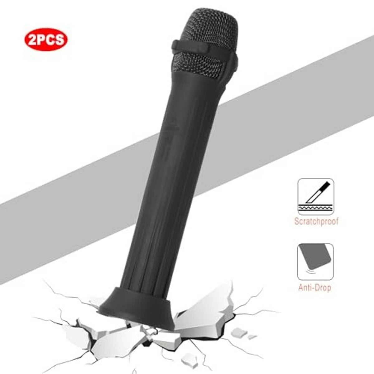 Black silicone microphone case with textured grille head and sturdy anti-drop base