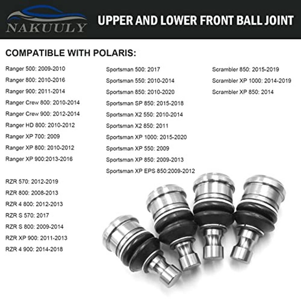 4-piece upper and lower front ball joint set with black boots and metal housings