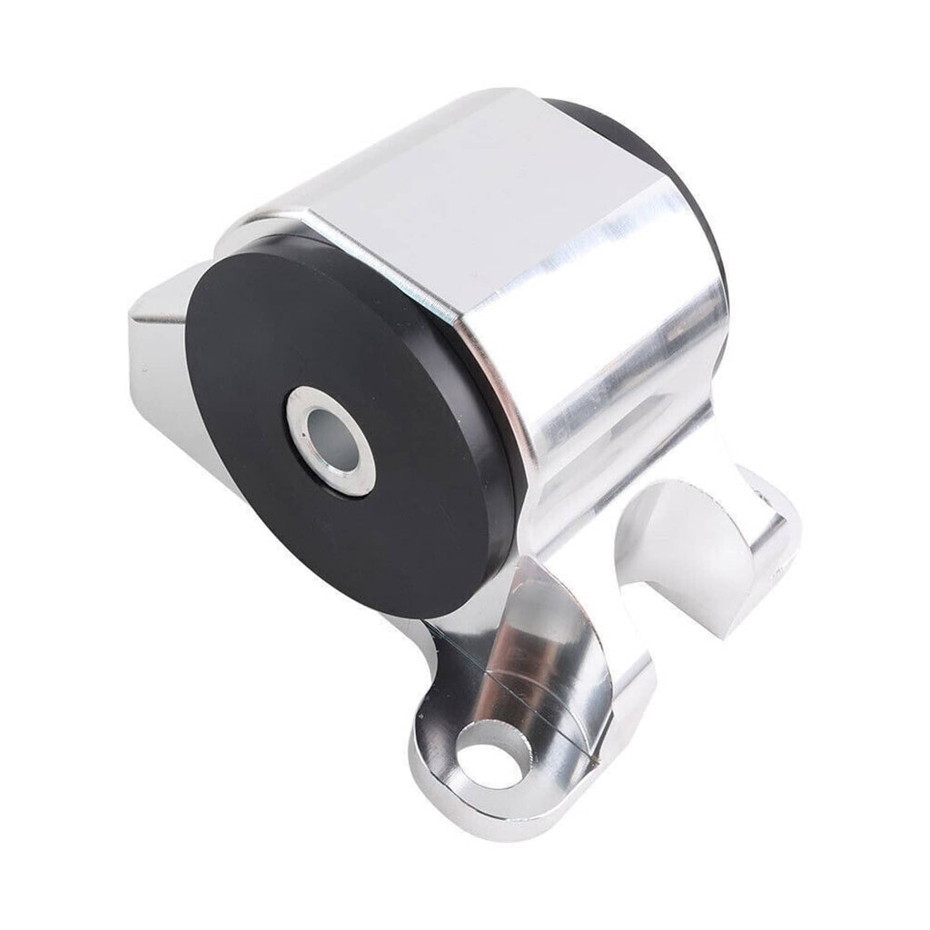 Motor mount with black rubber bushing, silver housing, and U-shaped mounting bracket