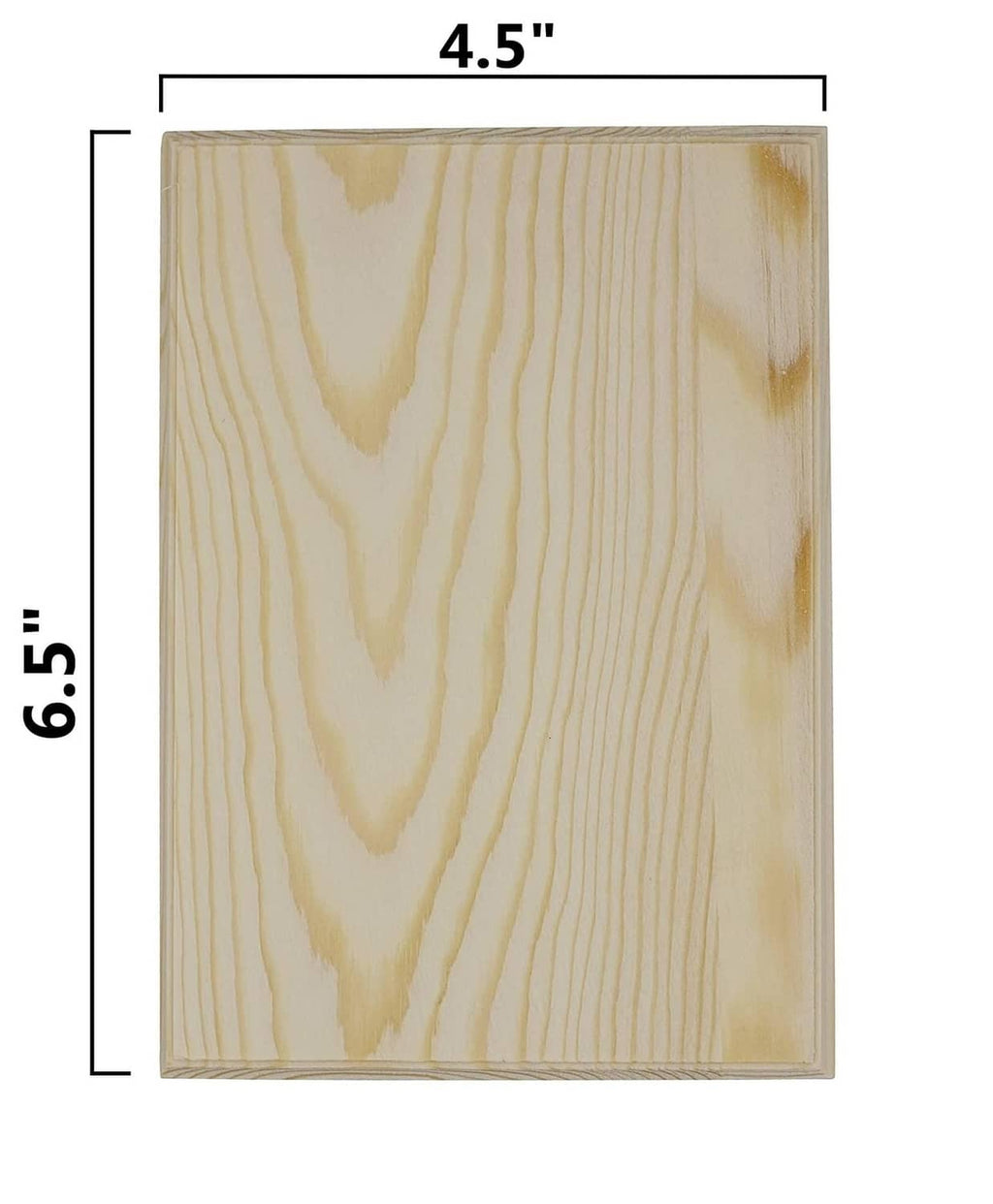 Unfinished light wood square plaque, 6.5 in height and 4.5 in width