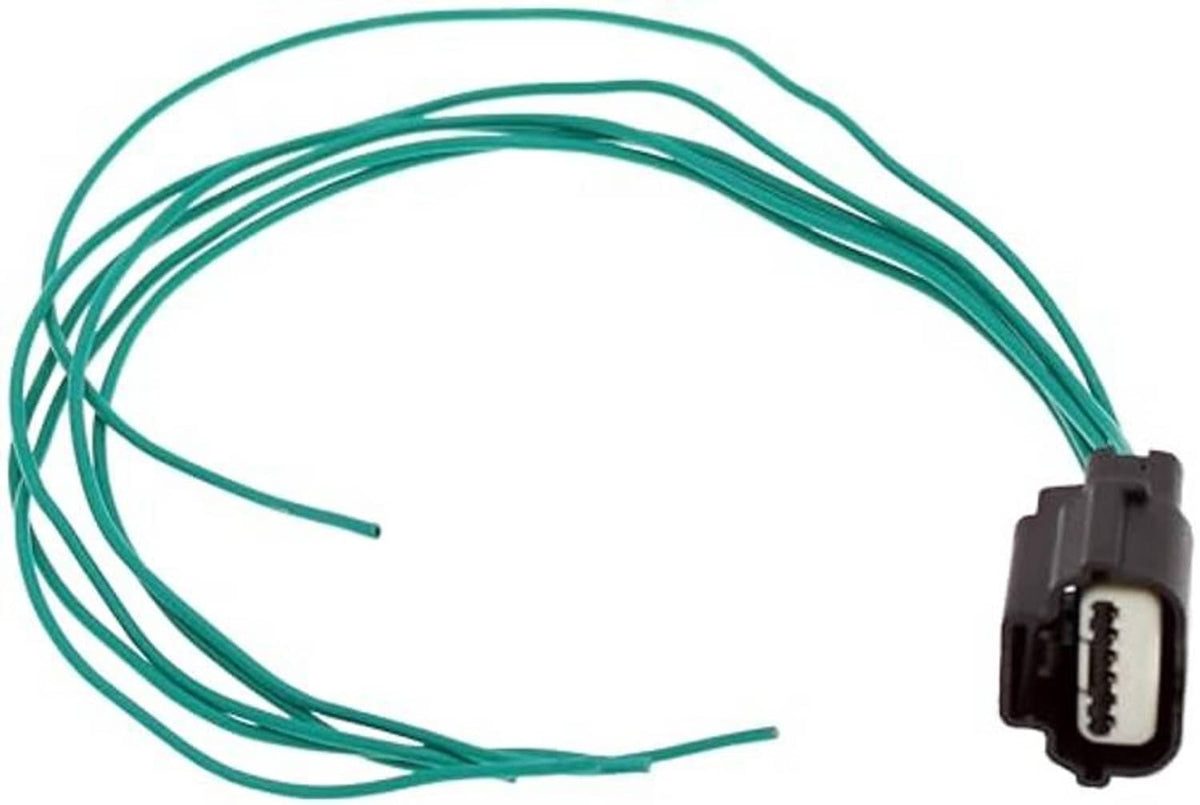 Throttle body wiring connector with green cable bundle and black housing