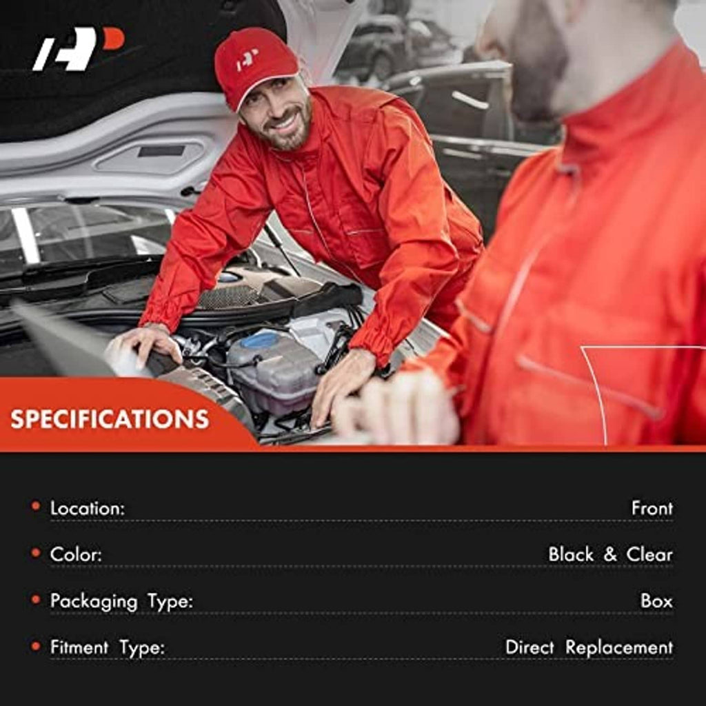 Coolant overflow reservoir tank with sensor, specifications and fitment graphic