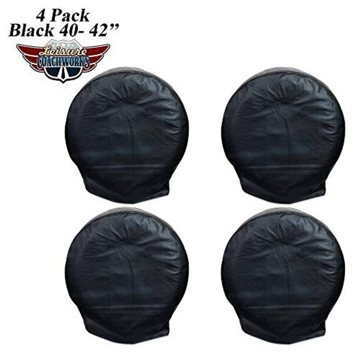 4-pack of black RV wheel/tire covers, four rounded domed covers shown