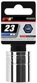 Chrome 1/2 in drive 23mm 6-point socket, single pack