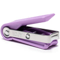 Lilac stainless steel fingernail cutter with curved precision blades, 1-pack.
