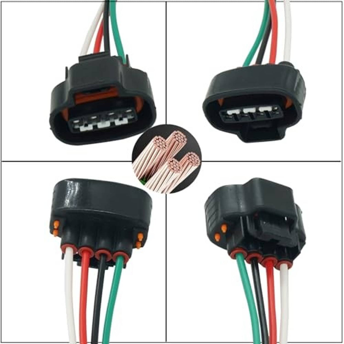 4-pin throttle body sensor connector pigtail with two dark housings and multicolor wires