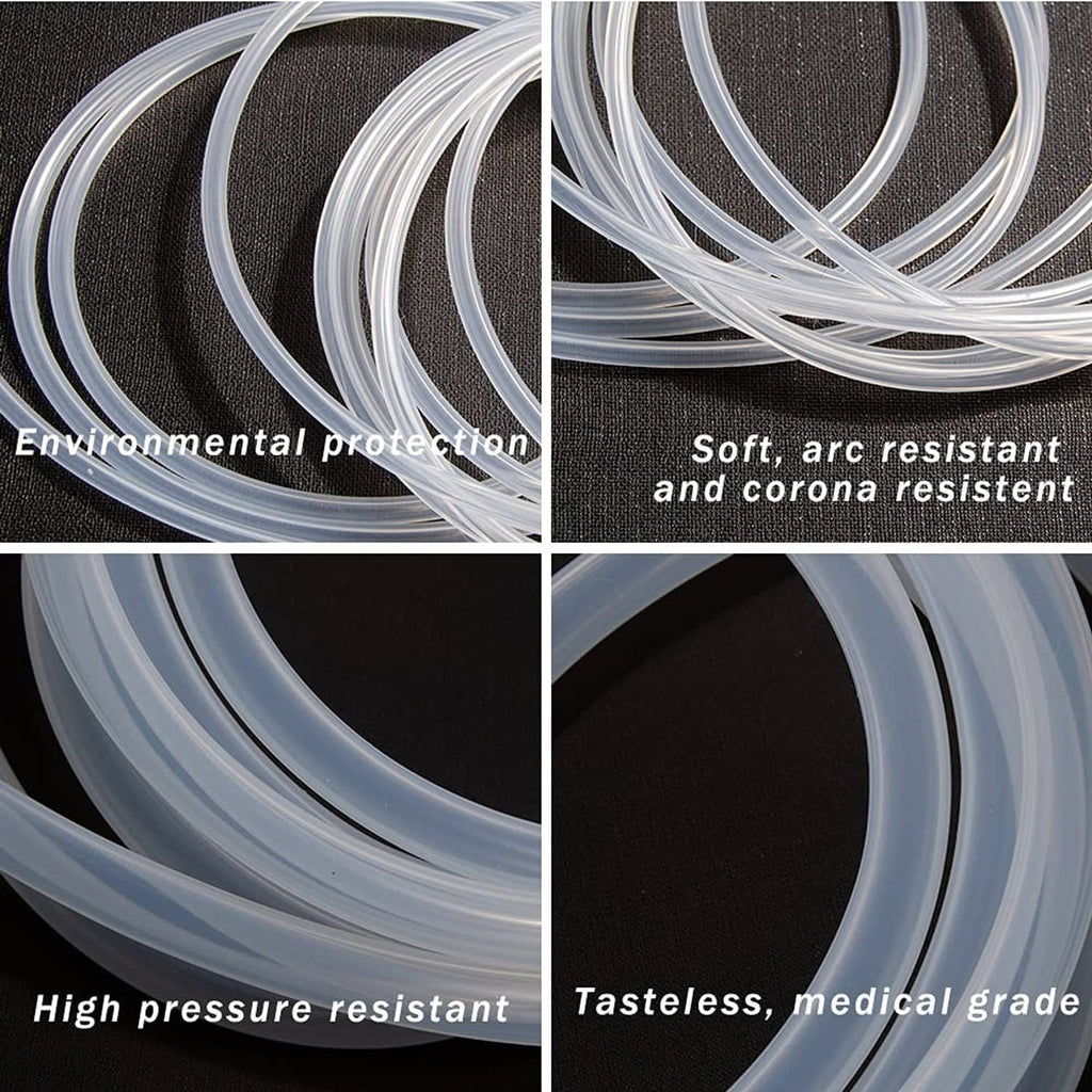 Clear silicone tubing roll with neatly coiled transparent hoses