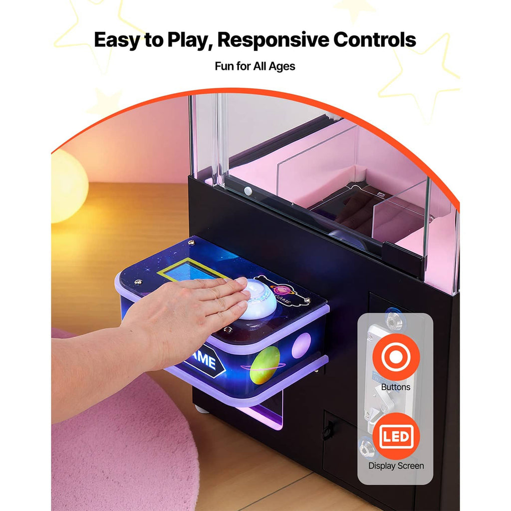 Uimoso claw crane arcade game machine with LED screen, buttons, and tray control