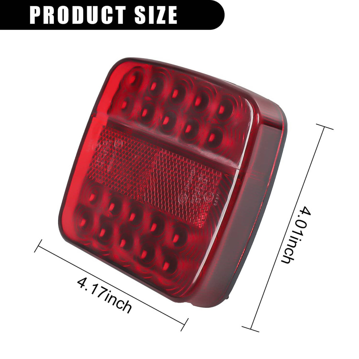 Red translucent LED tail light housing with dotted lens, square magnetic design