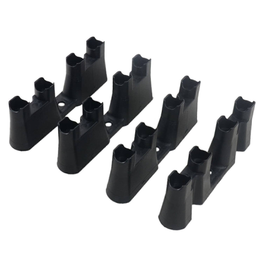 Black plastic lifter tray guides, separated guide blocks with open ends
