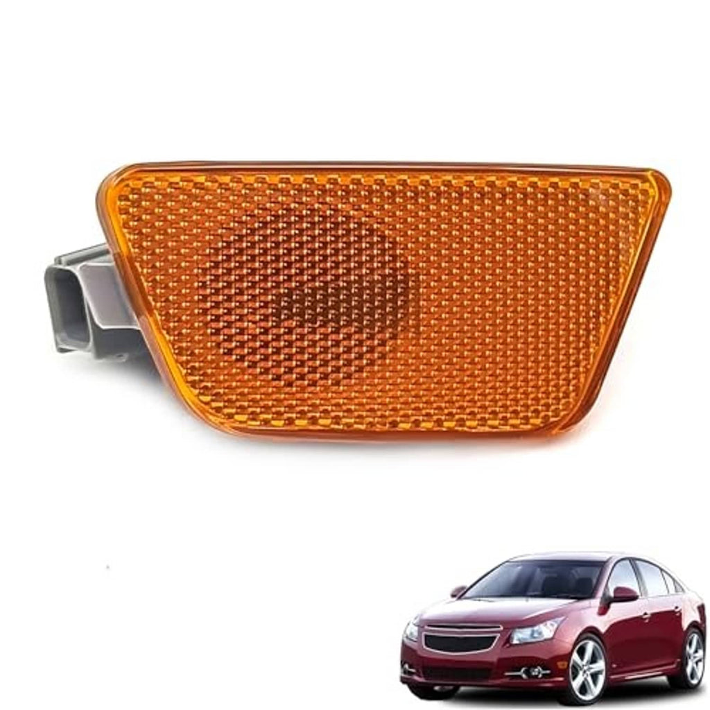 Amber front marker light with textured lens and gray bracket, close-up