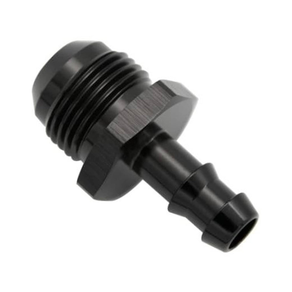 Black 10AN male to 3/8" push hose barb fitting, male threads and barb end