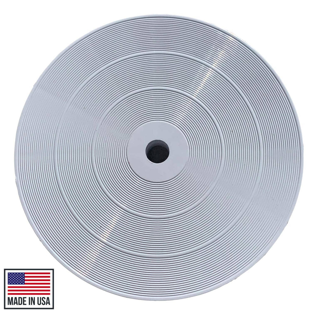 White 9-inch deck lid with concentric rings and central opening, Made in USA
