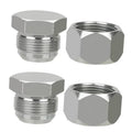 JIC hydraulic hose fitting cap and plug, silver hex head with internal threads
