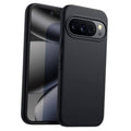 Obsidian black silicone phone case with dual camera cutout and raised lip