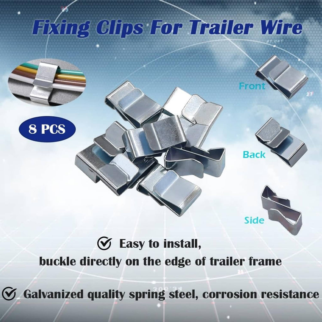 8-pack fixing clips for trailer wire edges, galvanized spring steel
