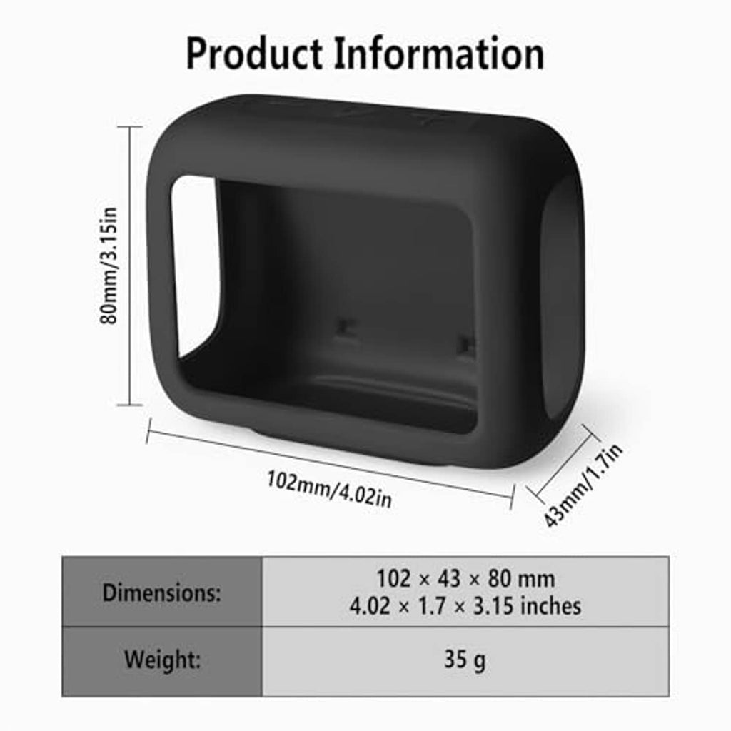 Black silicone speaker case cover with open side cutout for speaker controls