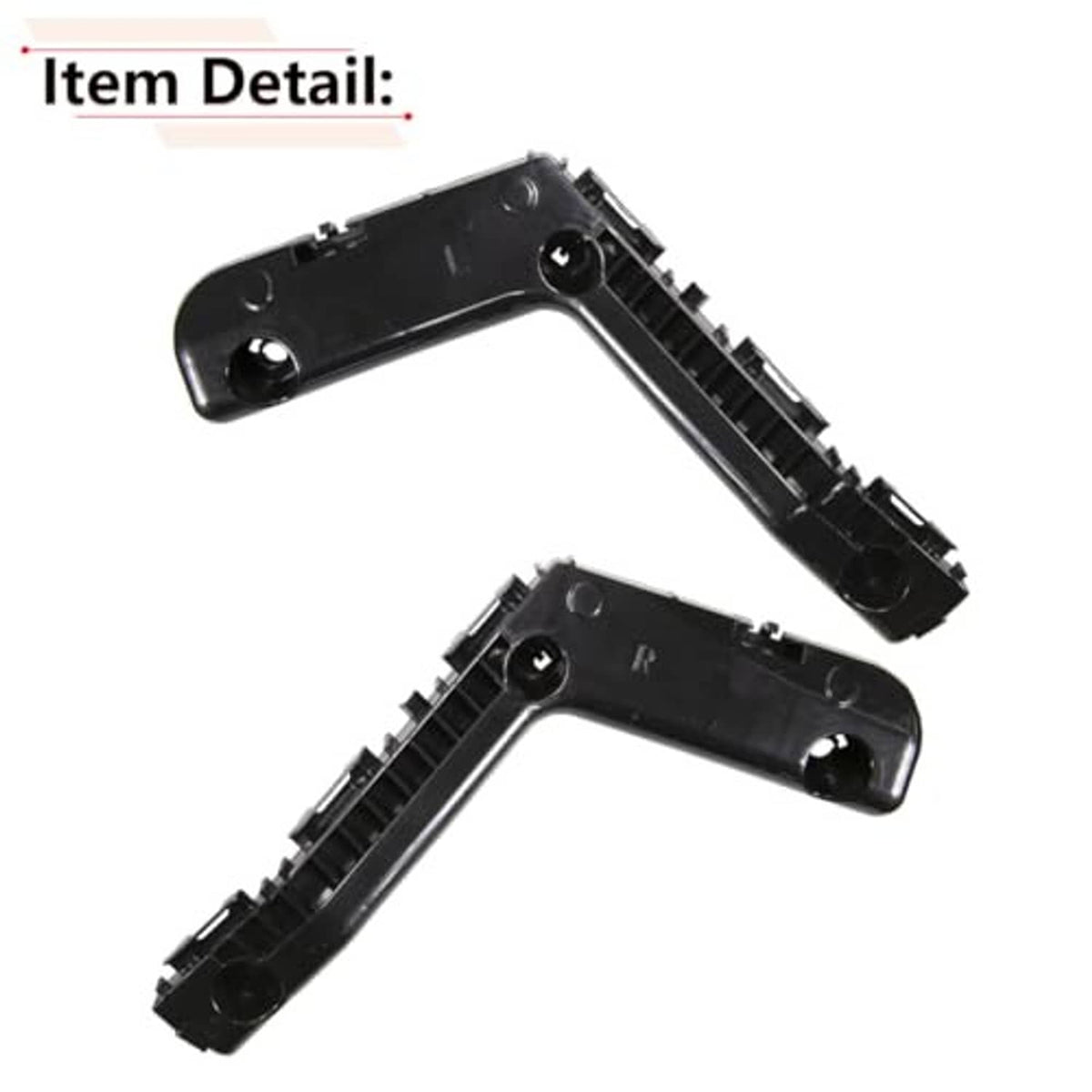 Front bumper bracket detail, black plastic with screw holes and channel ridges