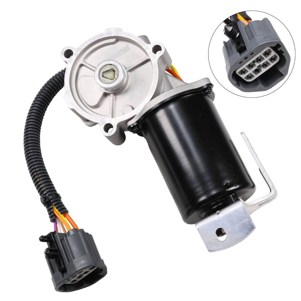 Transfer case shift motor with wiring harness and multi-pin electrical connector