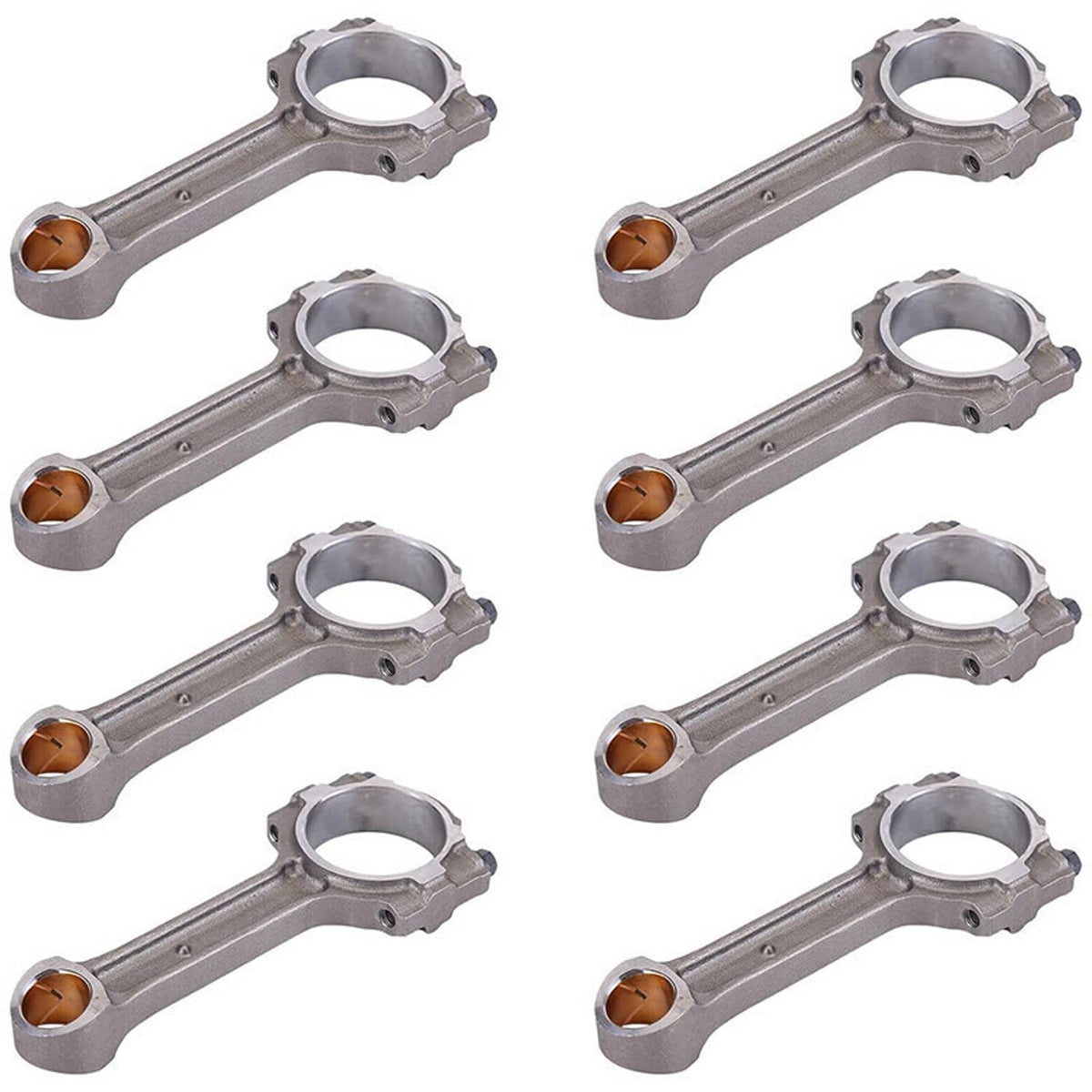 Assorted engine connecting rods, silver steel with bronze bearing caps and circular journals
