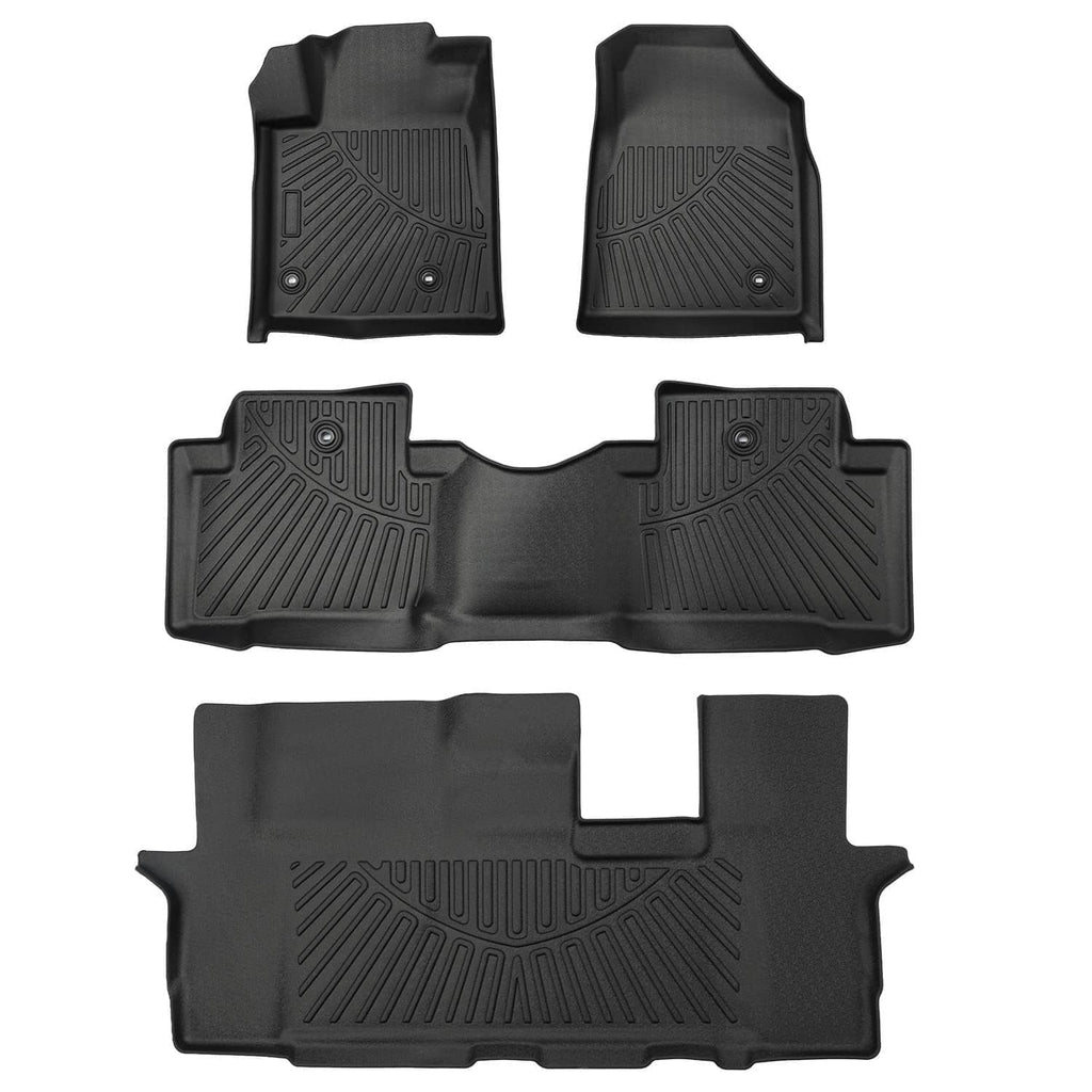 Black TPE floor mat liners set with two front mats and one large center mat