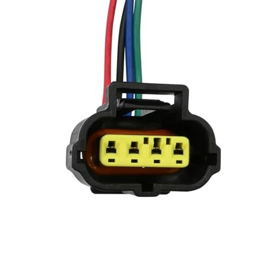 Throttle body actuator connector pigtail with 6-pin yellow connector and side wire view