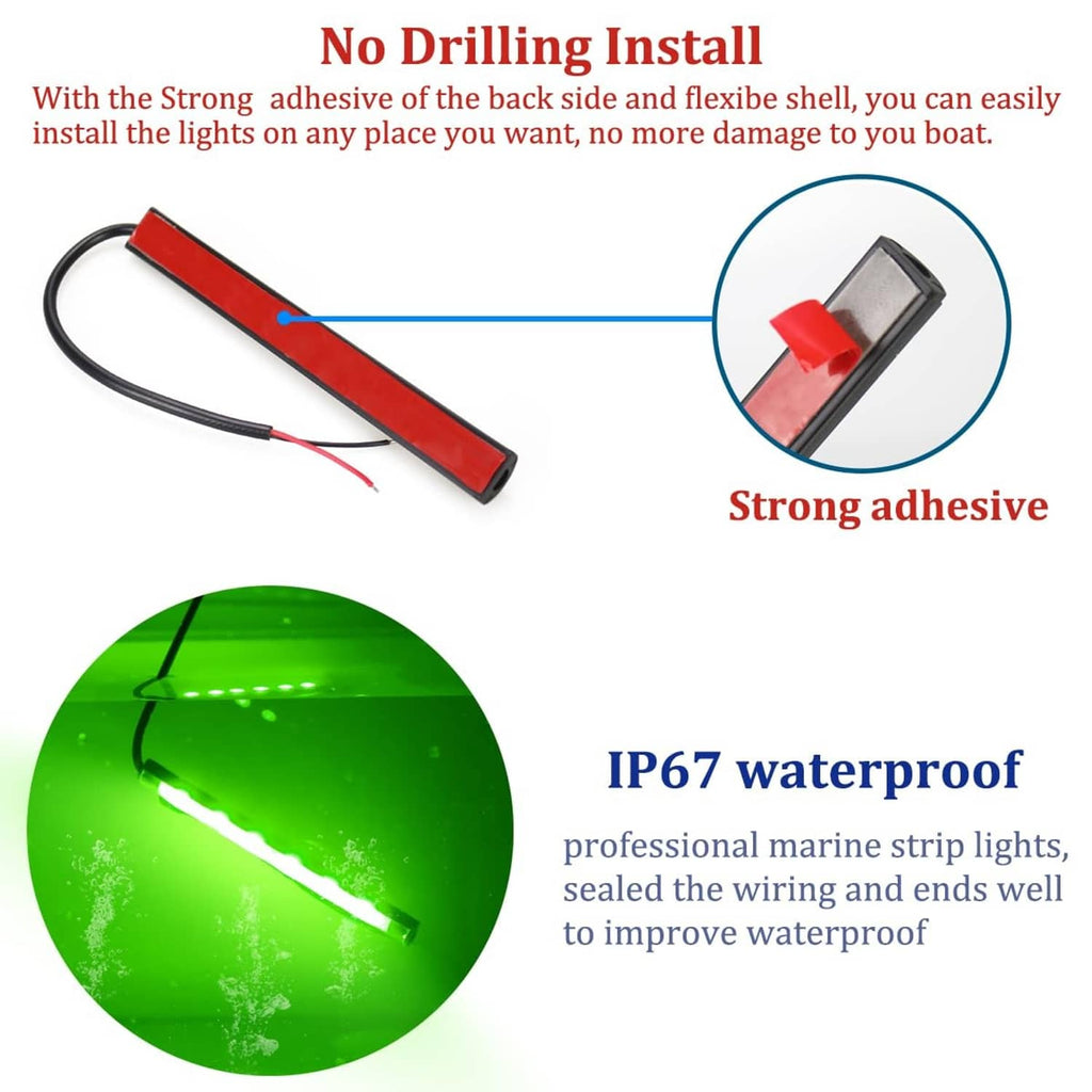 Flexible LED navigation light strip with strong adhesive back and IP67 waterproofing