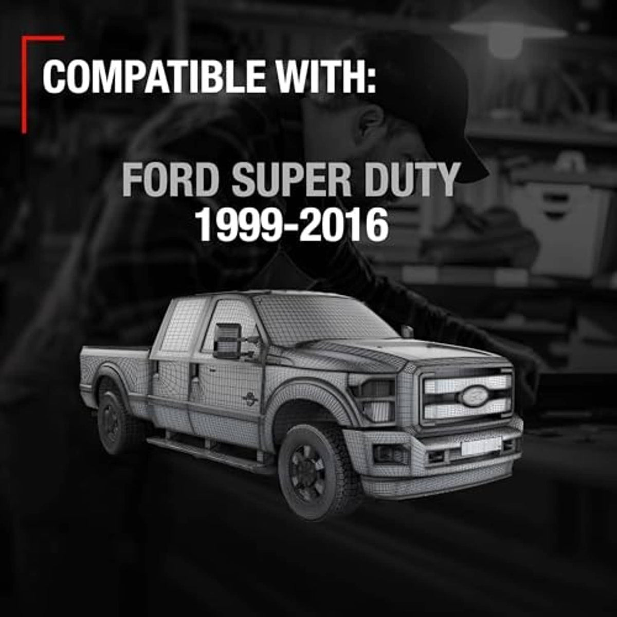 Black metal exterior door handle compatible with Ford Super Duty 1999-2016