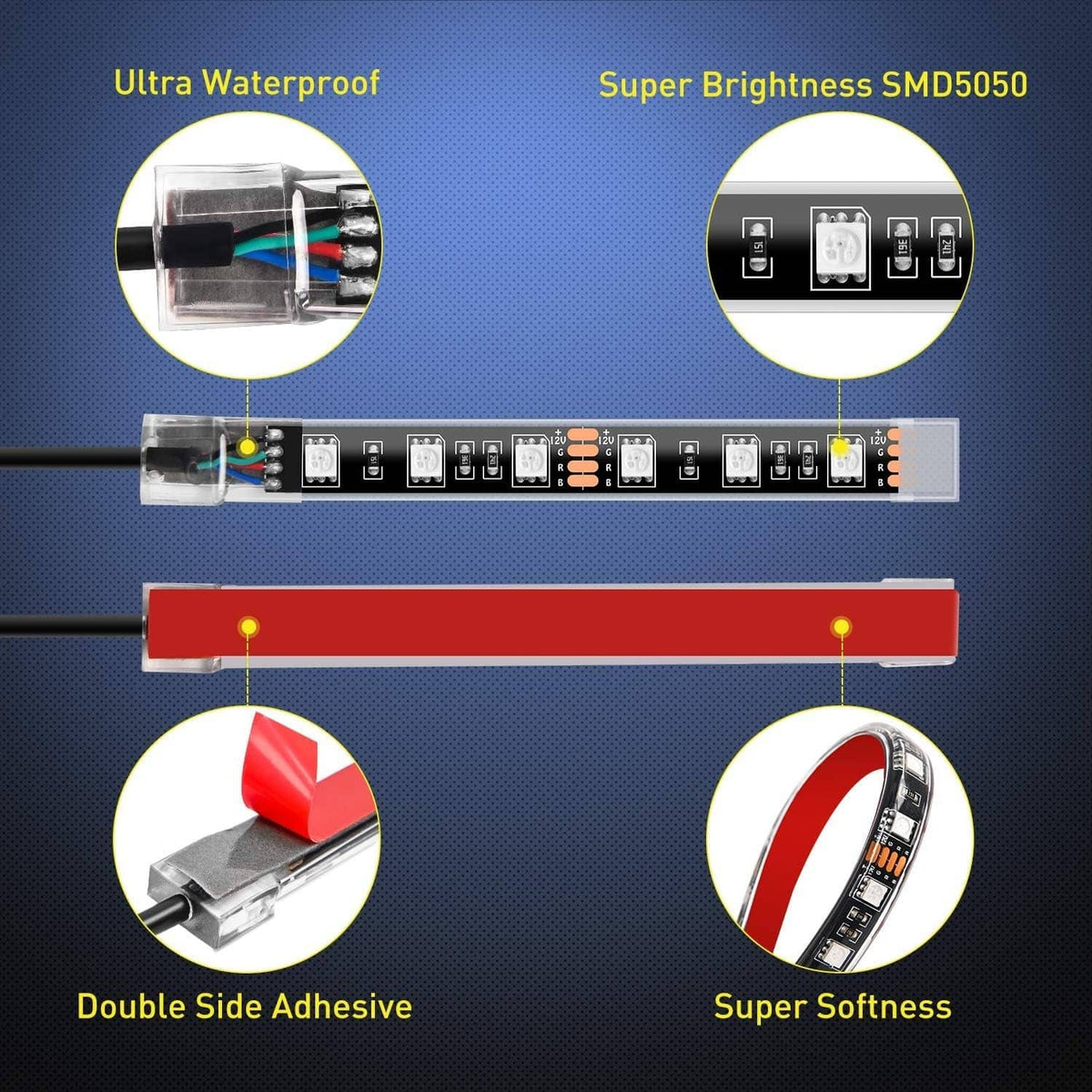Close-up LED strip module set for motorcycle light kit with SMD5050 chips