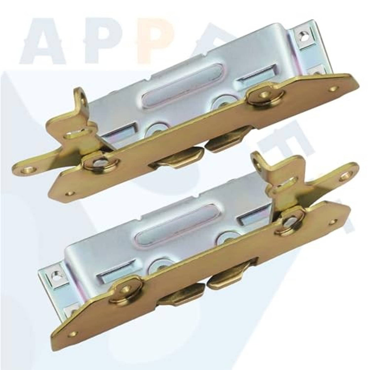 Gold and silver door latch lock set with lever handle and long base plates