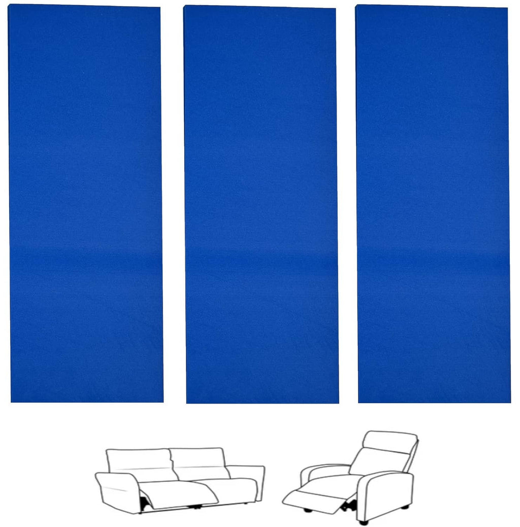 Blue recliner sag repair pads, 3 rectangular pieces