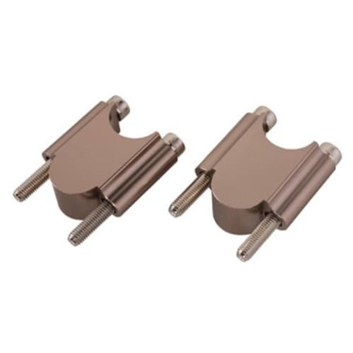 Pair of handlebar risers with clamp plates and mounting bolts, bronze/silver