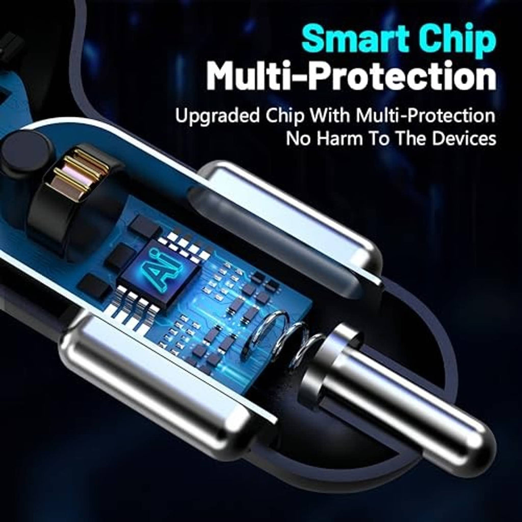 Black USB car charger with exposed circuit board and metal USB connectors