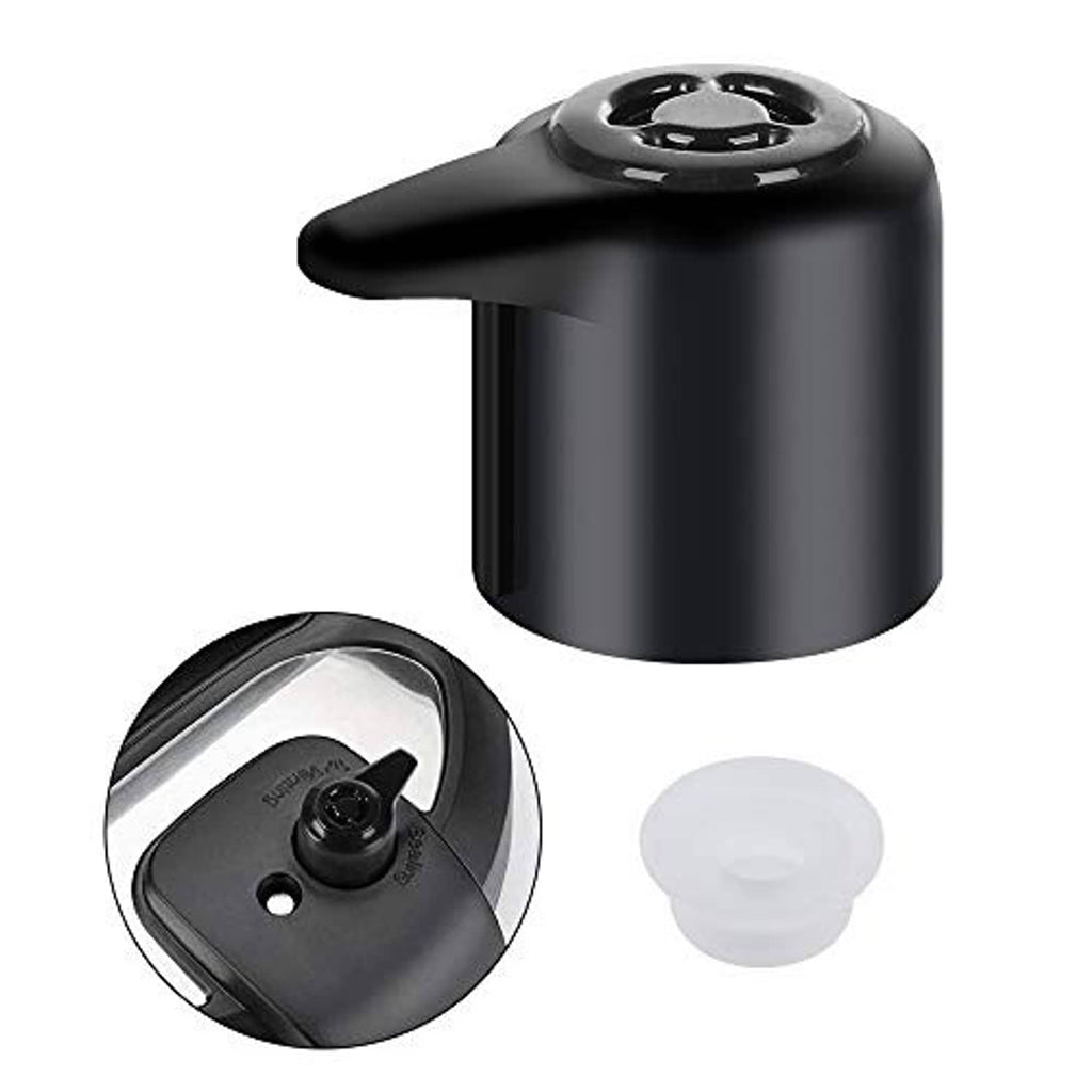 Black steam release valve handle replacement with vent gasket and underside view